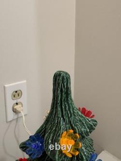 1975 Vintage Ceramic Christmas Tree Lighted with Base 16.5 Inches Tall