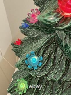 1975 Vintage Ceramic Christmas Tree Lighted with Base 16.5 Inches Tall