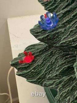 1975 Vintage Ceramic Christmas Tree Lighted with Base 16.5 Inches Tall