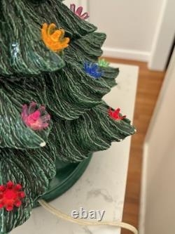 1975 Vintage Ceramic Christmas Tree Lighted with Base 16.5 Inches Tall