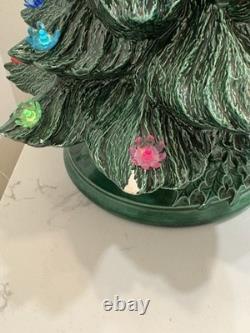 1975 Vintage Ceramic Christmas Tree Lighted with Base 16.5 Inches Tall