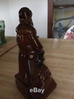 1990 Ned Foltz Pennsylvania Redware Glazed Pottery Santa on Roof Top withsack 9.5
