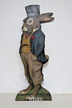 1992 Distringuished Rabbit Painted On Wood By J. Buller Signed 28 Tall