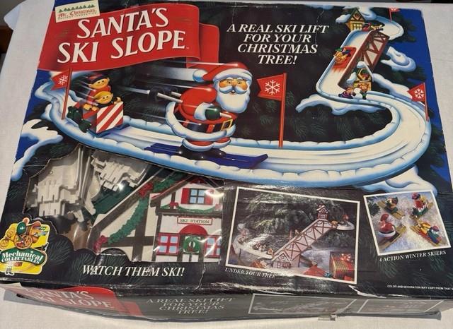 1992 Mr. Christmas Santa's Ski Slope Animated Ski Lift Christmas Plus Video