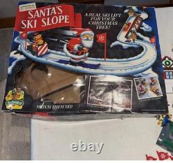 1992 Mr. Christmas Santa's Ski Slope Animated Ski Lift Christmas Plus Video