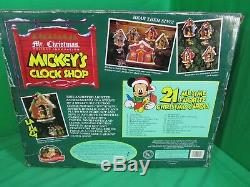 1993 Disney Mr. Christmas Mickey's Clock Shop Animated Plays 21 Carols New in Box