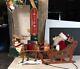 1993 Holiday Creations Animated Lighted Musical Santa Sleigh & Reindeer 36 X 18