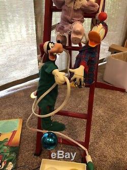 1993 Mr Christmas Animated Disney Mickey Mouse Tree Trimmers Ladder Rare