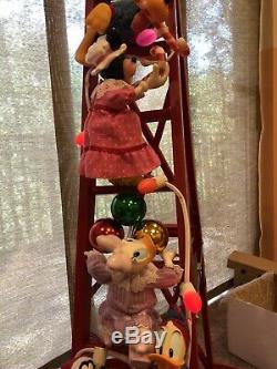 1993 Mr Christmas Animated Disney Mickey Mouse Tree Trimmers Ladder Rare