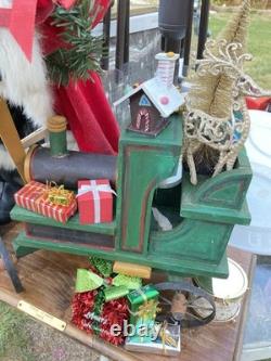 1995 Original Dee Cash Santa Claus Wood Train Sleigh & Toys Artist Signed OOAK