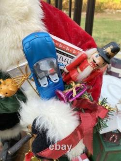 1995 Original Dee Cash Santa Claus Wood Train Sleigh & Toys Artist Signed OOAK