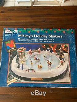 1996 Mr Christmas Mickey's Holiday Skaters Moving & Musical Mickey Ice Skating