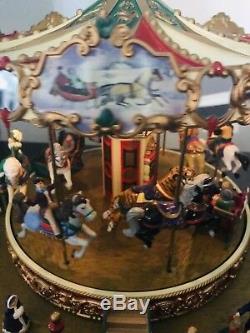 1997 Mr Christmas Holiday Around The Carousel Animated Musical 30 Songs MINT