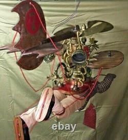 1998 Brian Kidwell Custom Made Flying Santa, Indusrtial Christmas Art