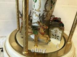 1999 Lenox Christmas Holiday Carousel Centerpiece Motion Musical Display Works