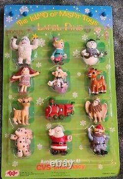 1999 NEW & HTF Set Of 12 PINS The ISLAND of the MISFIT TOYS Display CVS