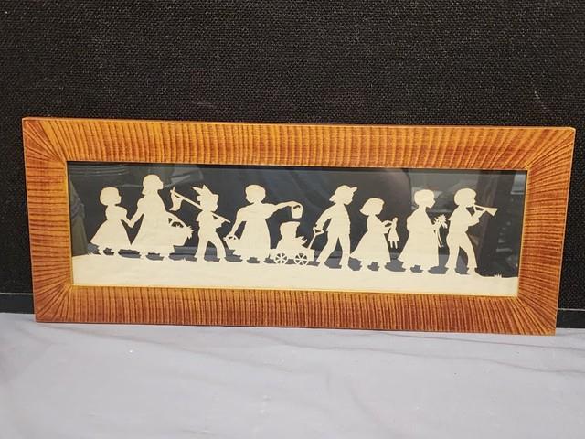 1999 Pamela Dalton Hand Cut Paper Scherenschnitte Children Marching Withtoys