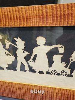 1999 Pamela Dalton Hand Cut Paper Scherenschnitte Children Marching WithToys