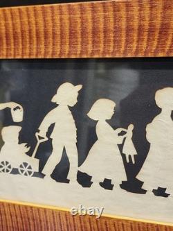 1999 Pamela Dalton Hand Cut Paper Scherenschnitte Children Marching WithToys