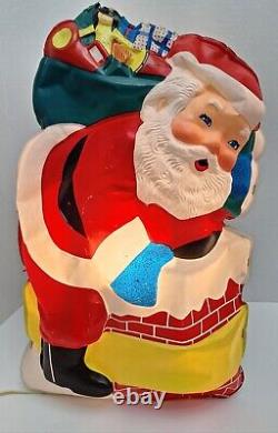 2 Awesome Vintage Flat Back Lighted Santa Blowmolds 1 Without Light