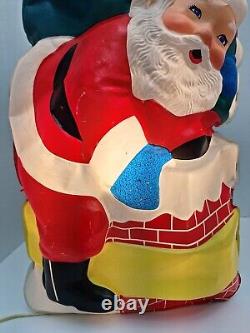 2 Awesome Vintage Flat Back Lighted Santa Blowmolds 1 Without Light