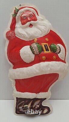 2 Awesome Vintage Flat Back Lighted Santa Blowmolds 1 Without Light