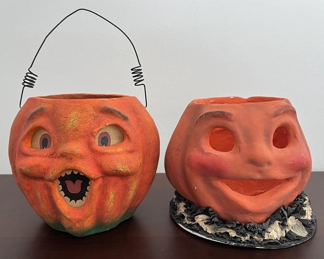 2 Bethany Lowe Halloween Pumpkin Jack-o'-lanterns Decor Contemporary 5.25 Jol