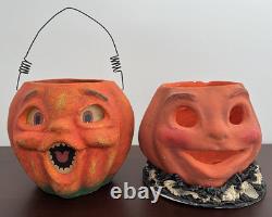 2 Bethany Lowe Halloween Pumpkin Jack-O'-Lanterns Decor Contemporary 5.25 JOL 2 Bethany Lowe Halloween Pumpkin Jack-O'-Lanterns Decor Contemporary 5.25 JOL