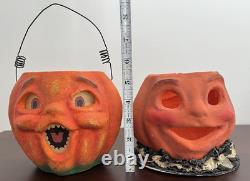 2 Bethany Lowe Halloween Pumpkin Jack-O'-Lanterns Decor Contemporary 5.25 JOL 2 Bethany Lowe Halloween Pumpkin Jack-O'-Lanterns Decor Contemporary 5.25 JOL