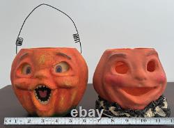 2 Bethany Lowe Halloween Pumpkin Jack-O'-Lanterns Decor Contemporary 5.25 JOL 2 Bethany Lowe Halloween Pumpkin Jack-O'-Lanterns Decor Contemporary 5.25 JOL
