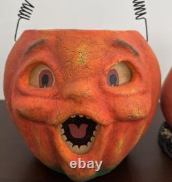 2 Bethany Lowe Halloween Pumpkin Jack-O'-Lanterns Decor Contemporary 5.25 JOL 2 Bethany Lowe Halloween Pumpkin Jack-O'-Lanterns Decor Contemporary 5.25 JOL