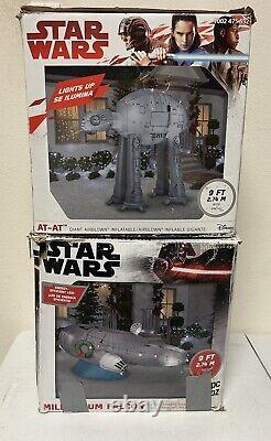 (2) Giant 9 ft Star Wars Inflatable, Millennium Falcon (&) AT-AT Walker Gemmy