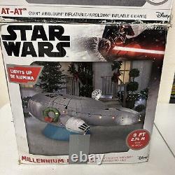 (2) Giant 9 ft Star Wars Inflatable, Millennium Falcon (&) AT-AT Walker Gemmy