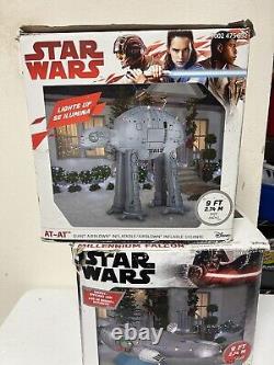 (2) Giant 9 ft Star Wars Inflatable, Millennium Falcon (&) AT-AT Walker Gemmy