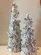 (2) Salzburg Creations White And Silver Fireworks Christmas Cone Trees