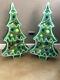 2 Union Gingerbread Blow Mold Green Christmas Trees