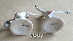 2 Vintage Antique Christmas Elegant Skaters Snow Baby Cake Decoration Germany