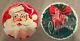 2 Vintage Round Lenticular Christmas Picture Decorations Santa Claus New Year