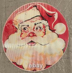 2 Vintage Round Lenticular Christmas Picture Decorations Santa Claus New Year