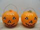 2 Vintage Union Products Hard Plastic Lighted Pumpkin Halloween