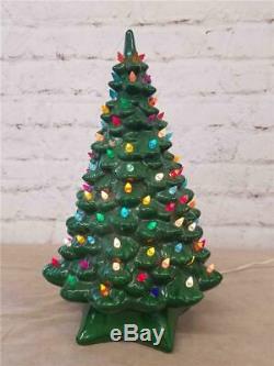 20 Ceramic Christmas Tree Green Multicolored lights Up