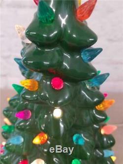 20 Ceramic Christmas Tree Green Multicolored lights Up