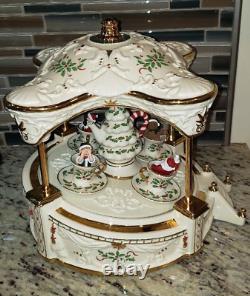 2003 Lenox Holiday Centerpiece Teacup Ride MUSICAL & ANIMATED Christmas VIDEO