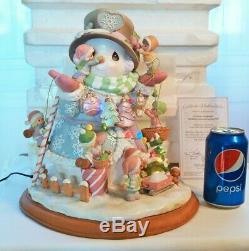 2004 Huge Precious Moments Snowman LIGHTS Building Something Special COA