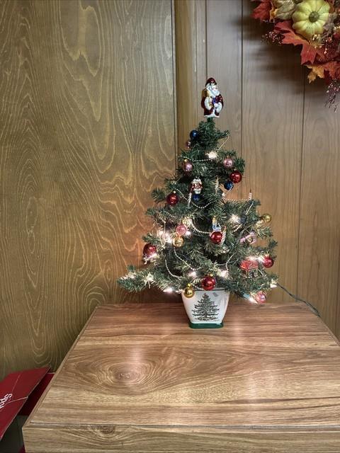 2004 Spode 24 Pre- Lit Christmas Tree Teleflora With Ornaments -in Box