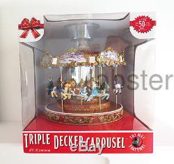 2016 Mr Christmas Largest Animated Musical Triple Decker Horse Carousel Nib