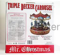 2016 Mr Christmas Largest Animated Musical Triple Decker Horse Carousel Nib