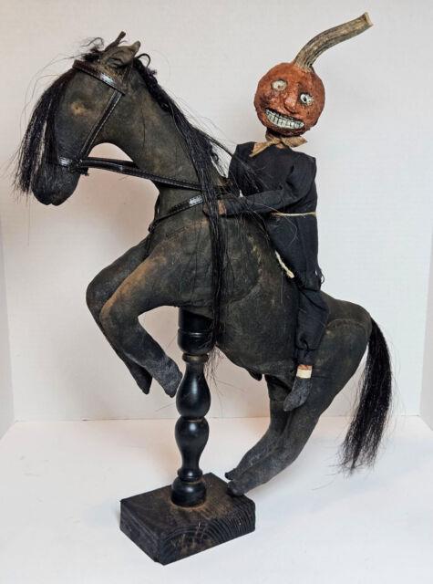 21 Primitive Folk Art Halloween Headless Horseman Jol Head Artist Doll Ooak