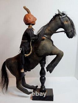 21 Primitive Folk Art HALLOWEEN Headless Horseman JOL Head Artist Doll OOAK