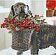 24 Dog With Basket Floor Christmas Decoration Raz Imports X3910201 New Mint